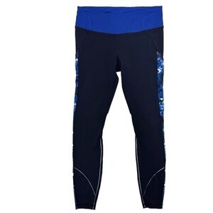 Lululemon Rain-On Train-On Tight Naval Blue/Windy Blooms Saphire Blue Size 6